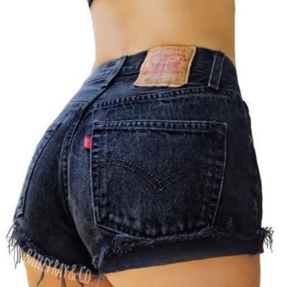 Levi's Pants - LEVI'S/ High Waisted 501 Dark Denim Shorts
